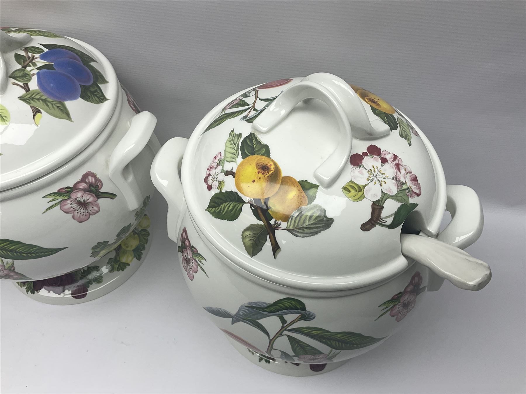 Three Portmeirion soup tureens with covers and ladles, together with vases, large bowls and other Portmeirion items