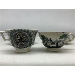 Collection of 19th century tea wares by William Smith & Co, decorated in various patterns including Cupid, Tally Ho and Fountain 
