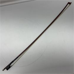 Nickel mounted pernambuco violin bow stamped R. Paesold L73.5cm
