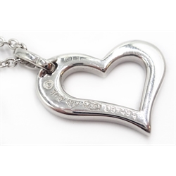  Piaget 18ct white gold diamond heart pendant hallmarked on 18ct white gold necklace chain, stamped Piaget 750 57434  