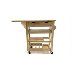 Lightwood kitchen trolley fitted with two drawers