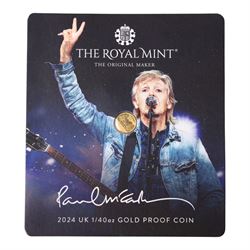 The Royal Mint United Kingdom 2024 'Paul McCartney' 1/40 ounce fine gold proof fifty pence...