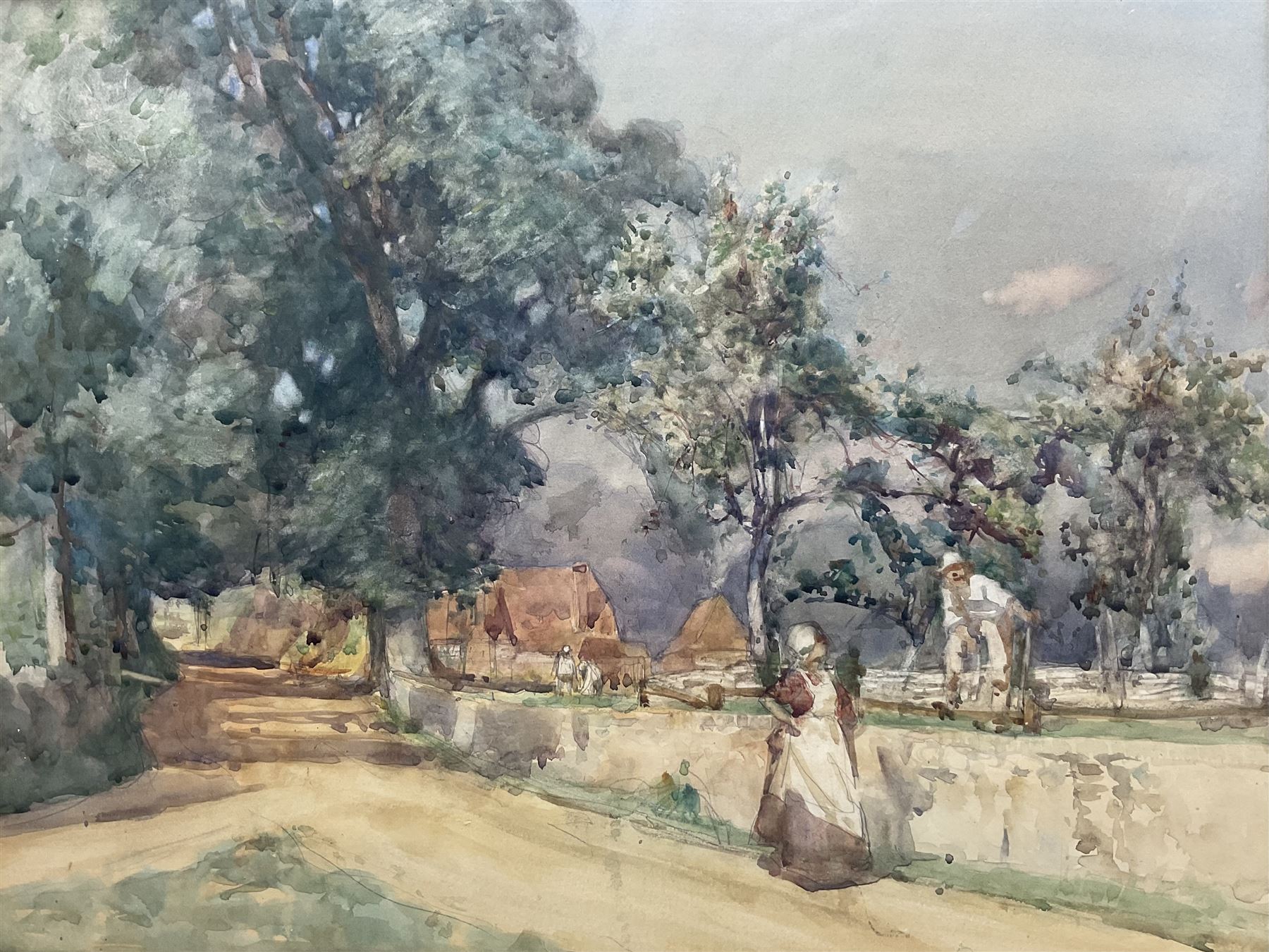 Arthur David McCormick (Irish 1860-1943): 'Gossip', watercolour and pencil unsigned, original title label verso 36cm x 47cm 
Provenance: David Duggleby Ltd 23rd June 2017 Lot 235