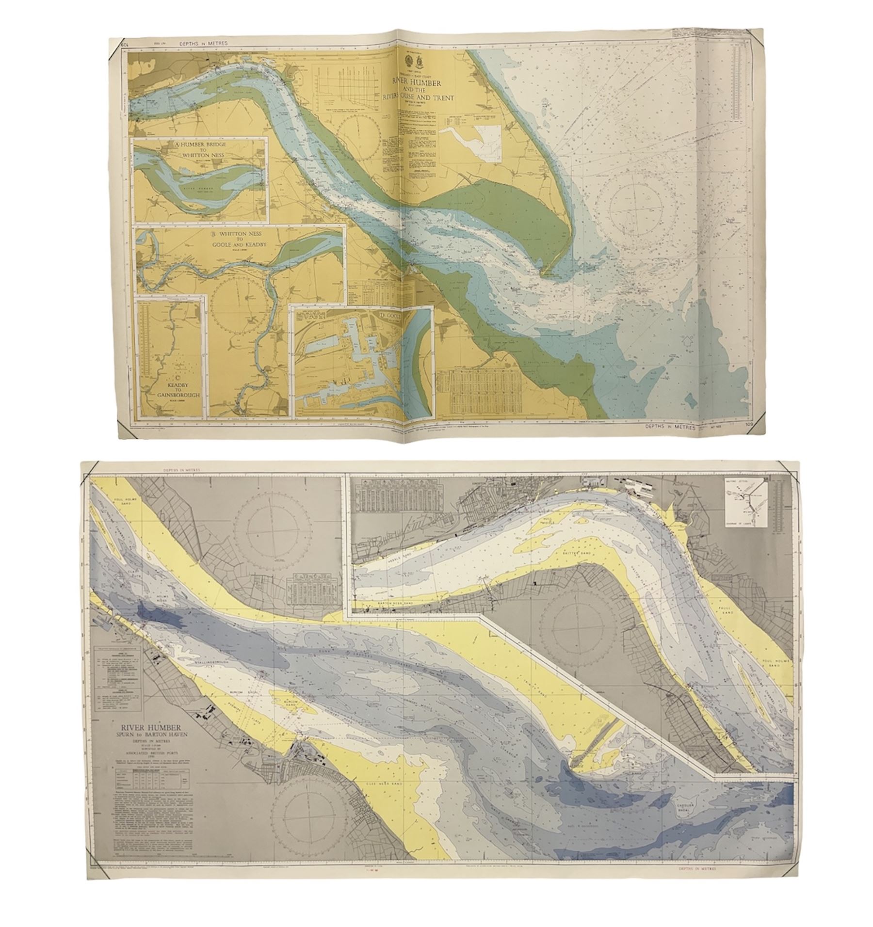 Two late 20th century charts of the River Humber entitled 'River Humber and the River Ouse and Trent' 1993 and 'River Humber Spurn to Barton Haven' (rolled)
