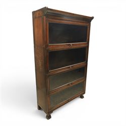 Harris Lebus - oak barrister stacking bookcase, four tier design with glazed fronts with b...
