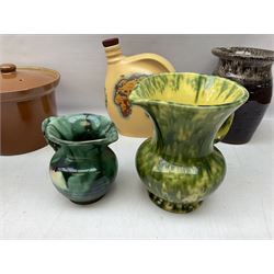 Mid century Spode Copeland 'Cutie Kitten' bowl, Crown Ducal King George VI and Queen Elizabeth Coronation Emu Wines flask with stopper, c1937, Carlton Ware sauce boat and saucer, Crown Devon and quantity of ceramic jugs etc