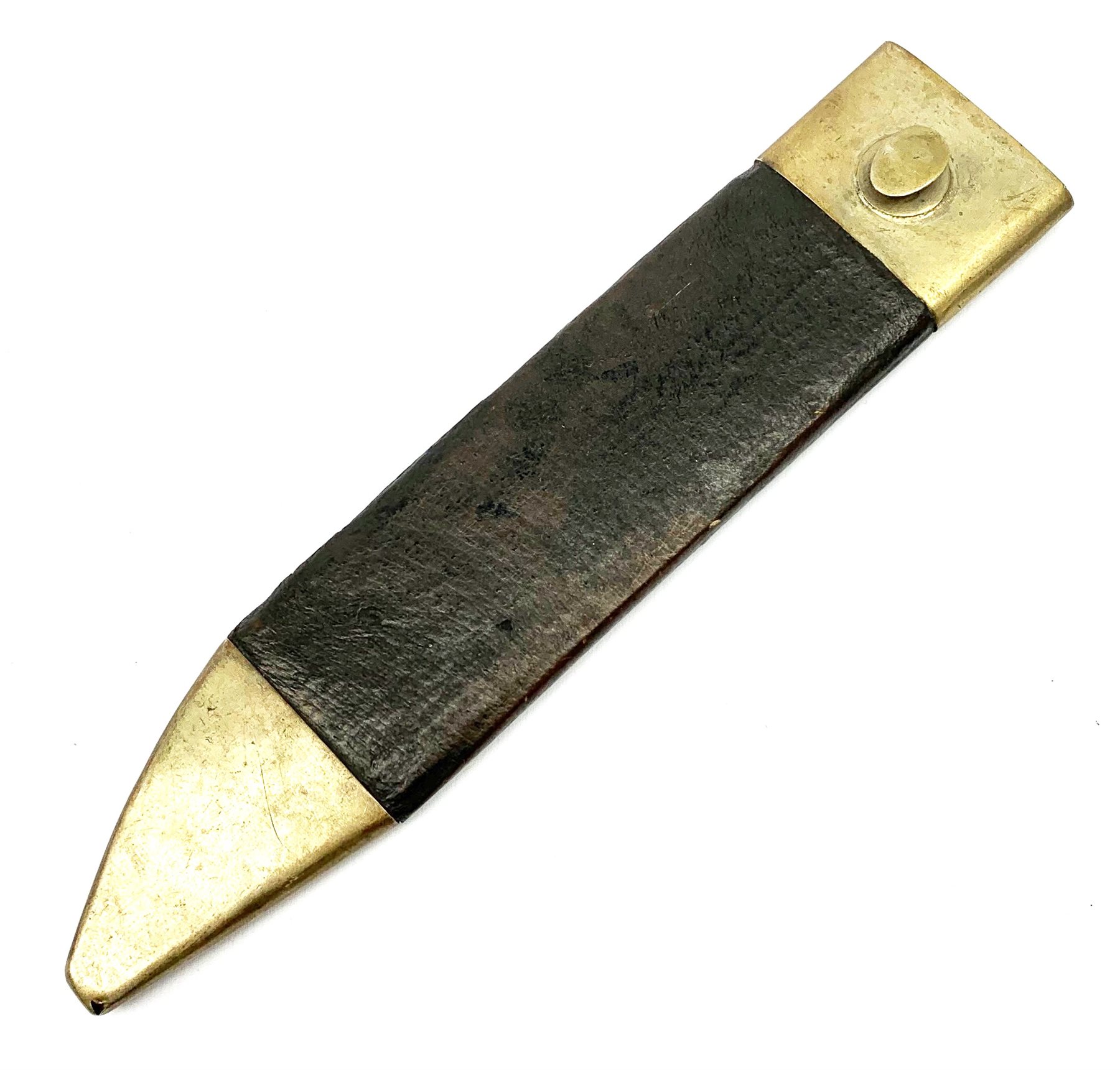Large Bowie knife, the 20cm steel blade marked R. Coope(r?) Sheffield England, with plated crosspiece and pistol grip embossed with scrolls and anthemion, in plated and leather scabbard L33cm overall