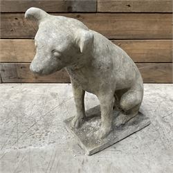 Cast stone garden figure of a Jack Russell terrier