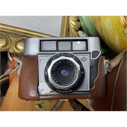 Onyx box with claw feet, together with gilt framed mirror, cut glass vase and other collectables, in three boxes 