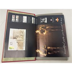 Royal Mail advertising cards, displaying upcoming commemorative issues, for use in post offices, housed in a single album