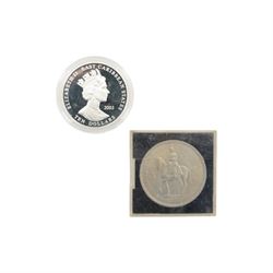 Three Queen Victoria silver crown coins dated 1892 and two 1893, various silver threepence pieces, King George VI 1937 crown, commemorative crowns and Queen Elizabeth II East Caribbean States 2003 'The Last Scheduled Flight Of Concorde' silver proof ten dollars coin cased with certificate