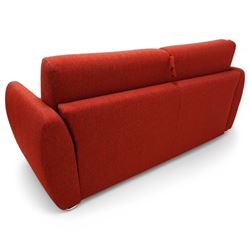 Dienne - Sofabed upholsted in red fabric, with two matching cushions