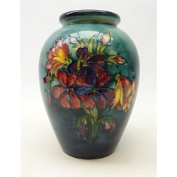 Moorcroft 'Spring Flowers' baluster shaped vase on blue ground, H23cm   
