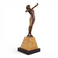 After Paul Philippe, Le Reveil, patinated bronze, upon a marble base, H30cm