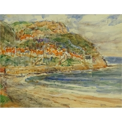  Rowland Henry Hill (Staithes Group 1873-1952): Runswick Bay, watercolour and pencil signed 23cm x 30cm  DDS - Artist's resale rights may apply to this lot    