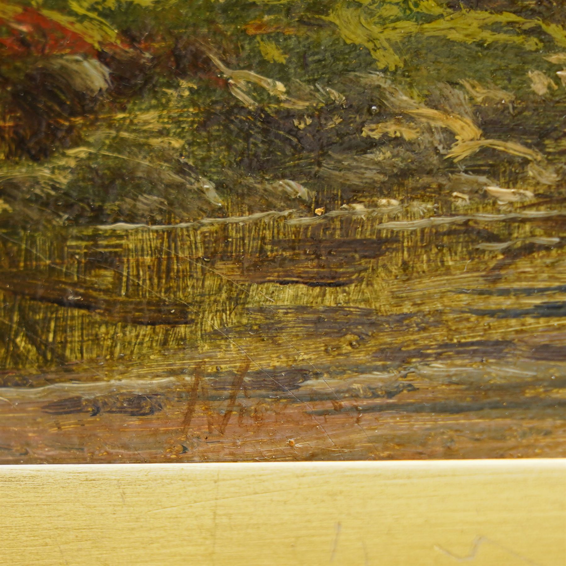 Alfred Vickers Snr (British 1786-1869): Angler Fishing in a Mountainous River Landscape, oil on canvas signed 19cm x 39cm