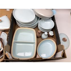 Mid 20th century Langley stoneware tea and dinner wares, to include lidded tureens, plates, teapot etc in three boxes