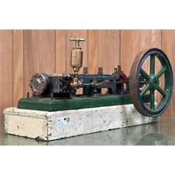 Victorian small full sized steam workshop engine, fly wheel diameter 30cm, overall length 72cm. Turns over freely, some bolts missing.  - COLLECTION BY APPOINTMENT FROM: The White House, Thirsk Road, Easingwold, York, YO61 3NF - CALL 01723 507111 TO ARRANGE
