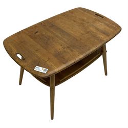 Ercol - mid-20th century elm and beech model. 457 butler's tray two-tier coffee table