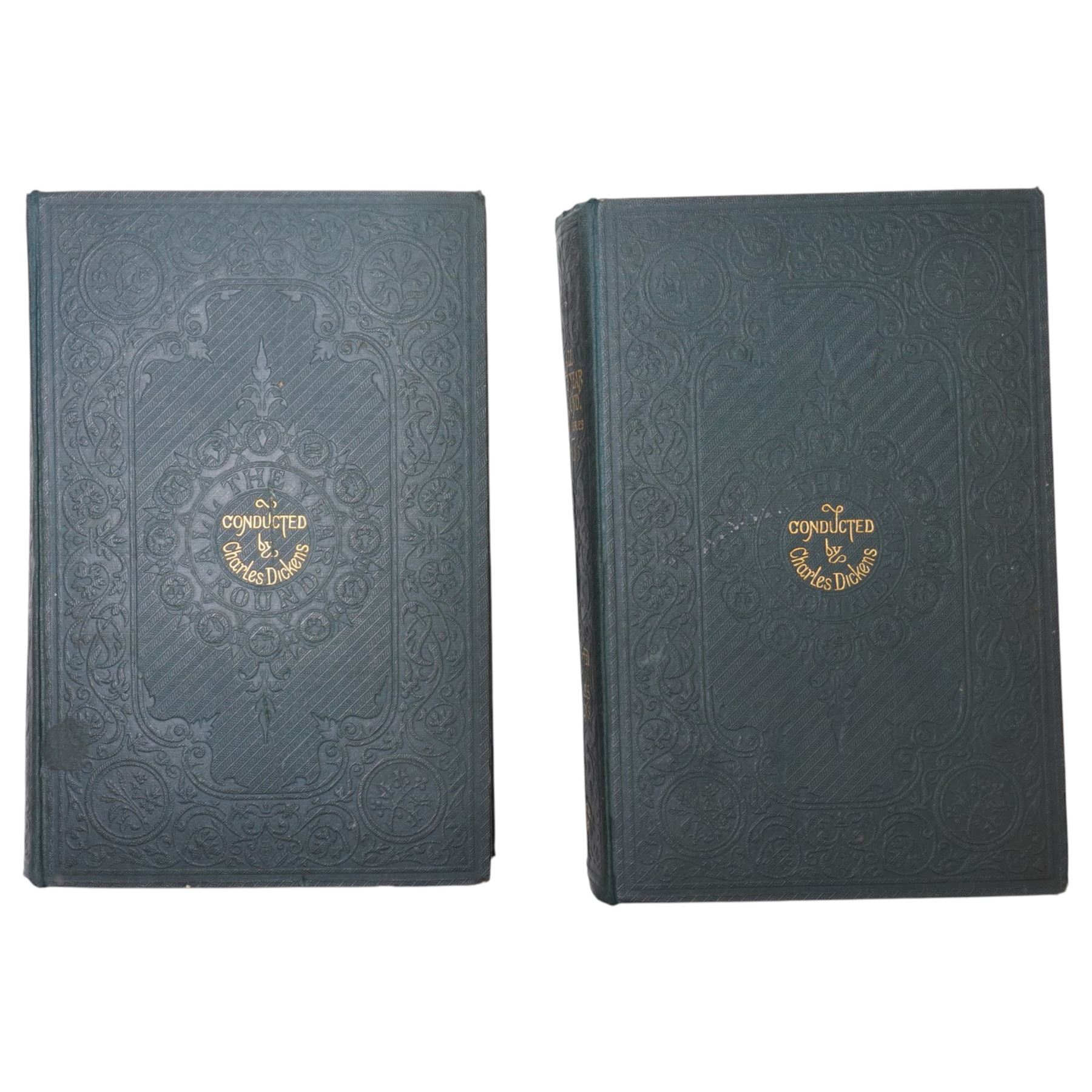 Charles Dickens Library 18volumes by The Educational Book Company in blue boards and All the Year Round conducted by Charles Dickens, New Series Volumes 3 and 4 1870