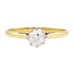 Early 20th century gold single stone old cut diamond ring, stamped 18ct Plat, diamond approx 0.50 carat