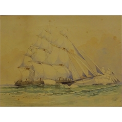  The 'Ariel' & 'Taeping' Racing up the English Channel on 5 September during the Great Tea Race of 1866, 19th century watercolour signed by Colonel Lionel Grimston Fawkes (British 1849 -1931) 21.5cm x 27.5cm  