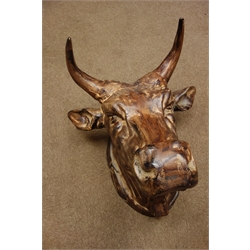  Large cast metal wall hanging bust of a bull, D51cm  