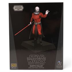 Three Gentle Giant Star Wars The Old Republic statues/busts, comprising a limited edition Darth Malak collectible statue limited edition no. 9/900, Darth Malgus Deluxe Mini Bust no. 257/1430 and a collector's edition Darth Malgus Statue, all boxed
