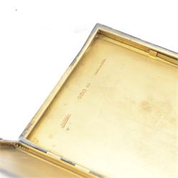 1930s silver cigarette case, of rectangular form, with engine turned decoration, with engraved initials to the centre, hallmarked Walker & Hall, Sheffield, 1937, L13cm