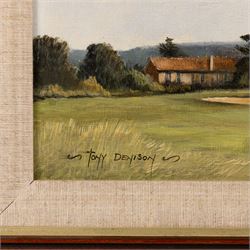 William Anthony 'Tony' Denison (British 1937-): '12th Fairway - Ganton Golf Club', oil on canvas board signed and titled on the mount, 29cm x 59.5cm