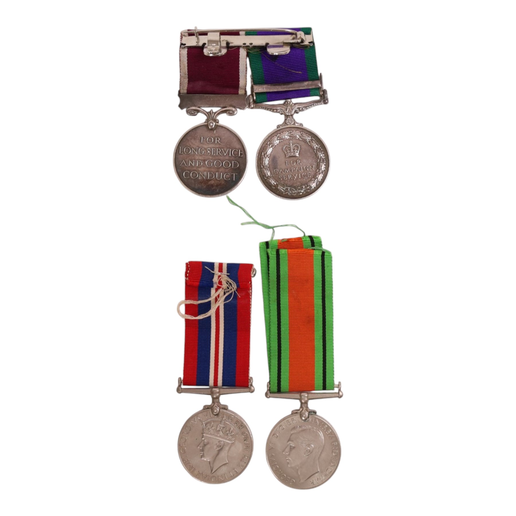 Elizabeth II General Service Medal, with Cyprus clasp, awarded to 23371324 GNR M.S.A. Head R.A, together with Elizabeth II General Service Medal, with Malaya clasp, awarded to 5020115 Jnr Tech A.G.Boswell RAF and  Queen Elizabeth II Police Long Service and Good Conduct medal, awarded to Sergt David W. Rowlands  