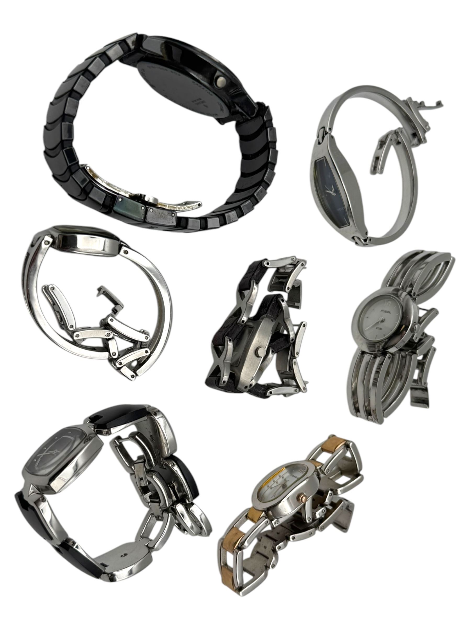 Collection of wristwatches, including Junghans Mega Solar, Seiko alarm chronograph, six Fossil watches, Skagen wristwatch and one other 