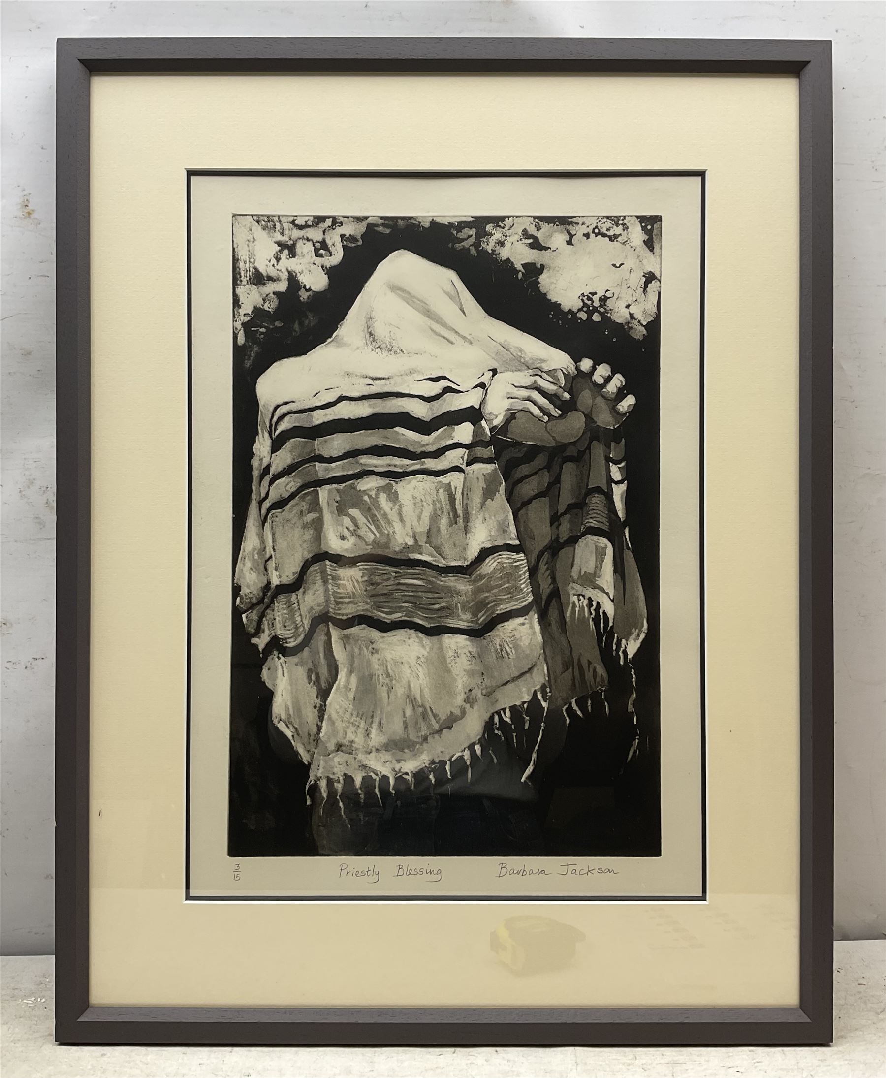 Barbara Jackson (British 1936-): 'Priestly Blessing', aquatint signed and titled in pencil 49cm x 33cm
