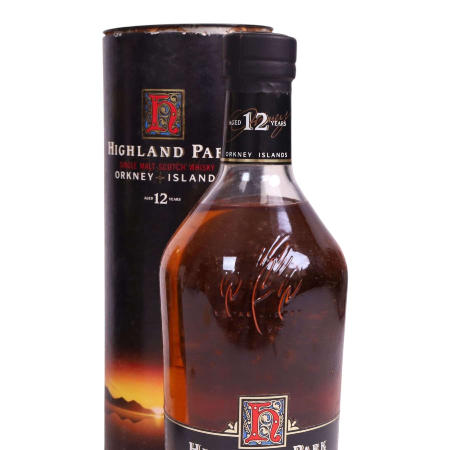 Bunnahabhain, 12 year old, single malt scotch whisky, 70cl 40% vol and Highland Park, 12 year old, single malt scotch whisky, 1 litre 43% vol   