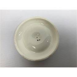 Mid 20th century Royal Worcester potpourri vase and cover decorated by Alan Telford, of ovoid form with inner cover and pierced gilt outer cover with bud finial, upon short gilt circular foot, the body part moulded with basket weave bands in gilt and bronze, and hand painted with a still life of fruit upon a mossy ground, signed Telford, with black printed mark beneath and painted shape number 1286, H25.5cm