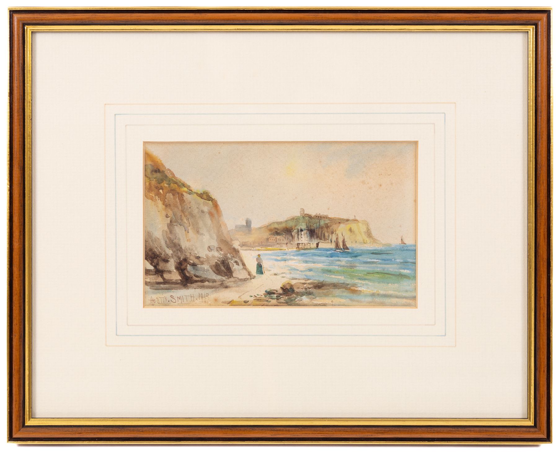 John Wynne Williams (British fl.1900-1920): Whitehead Hill and St Marys Steps, pair watercolours signed 24cm x 15cm; Austen Smith (British Early 20th Century): View towards Scarborough Castle, watercolour signed and dated 1913, 10.5cm x 17.5cm; A Smith (British Early 20th Century): Scarborough Harbour Scenes, pair watercolours signed 22cm x 34.5cm (5)