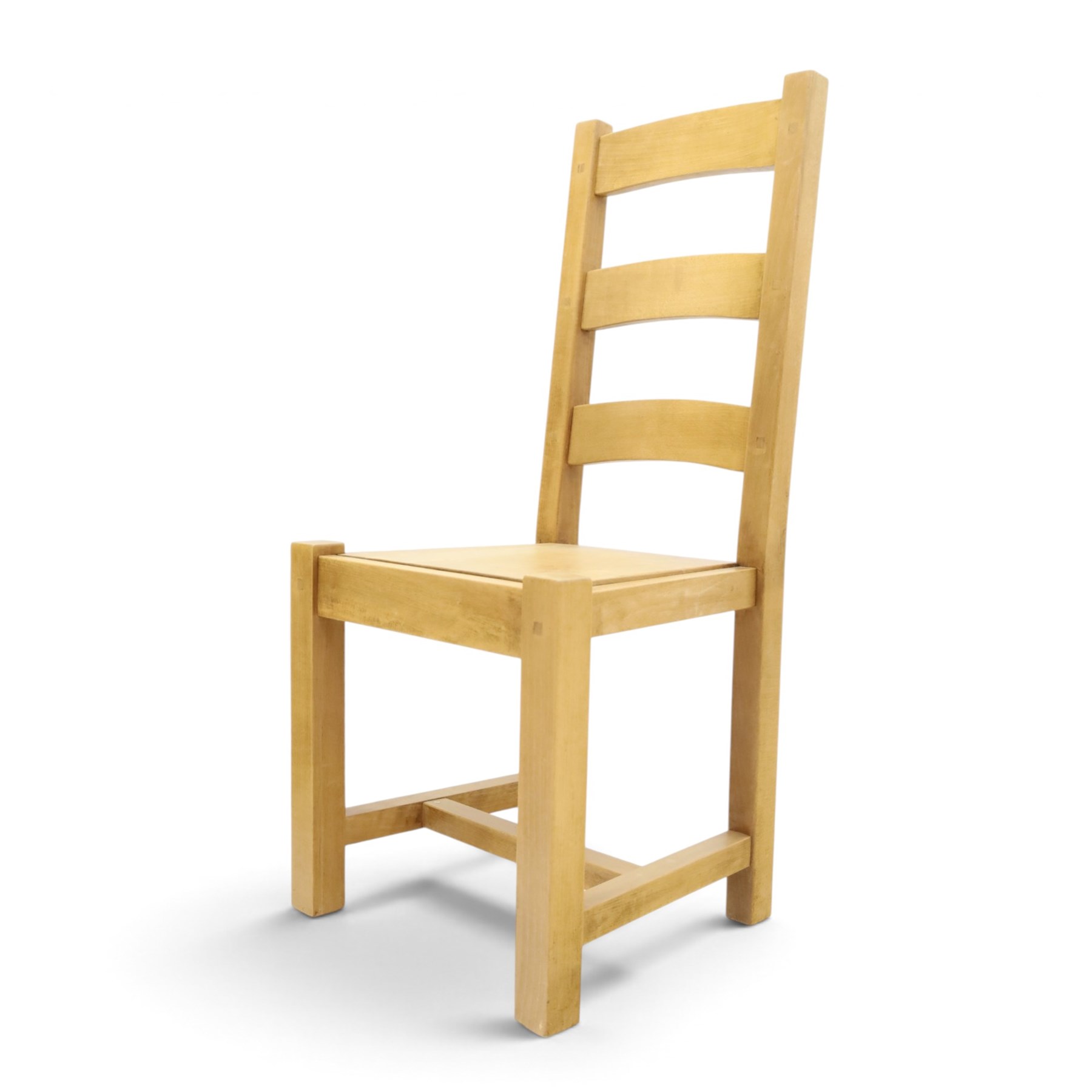 Set of six contemporary solid elm dining chairs