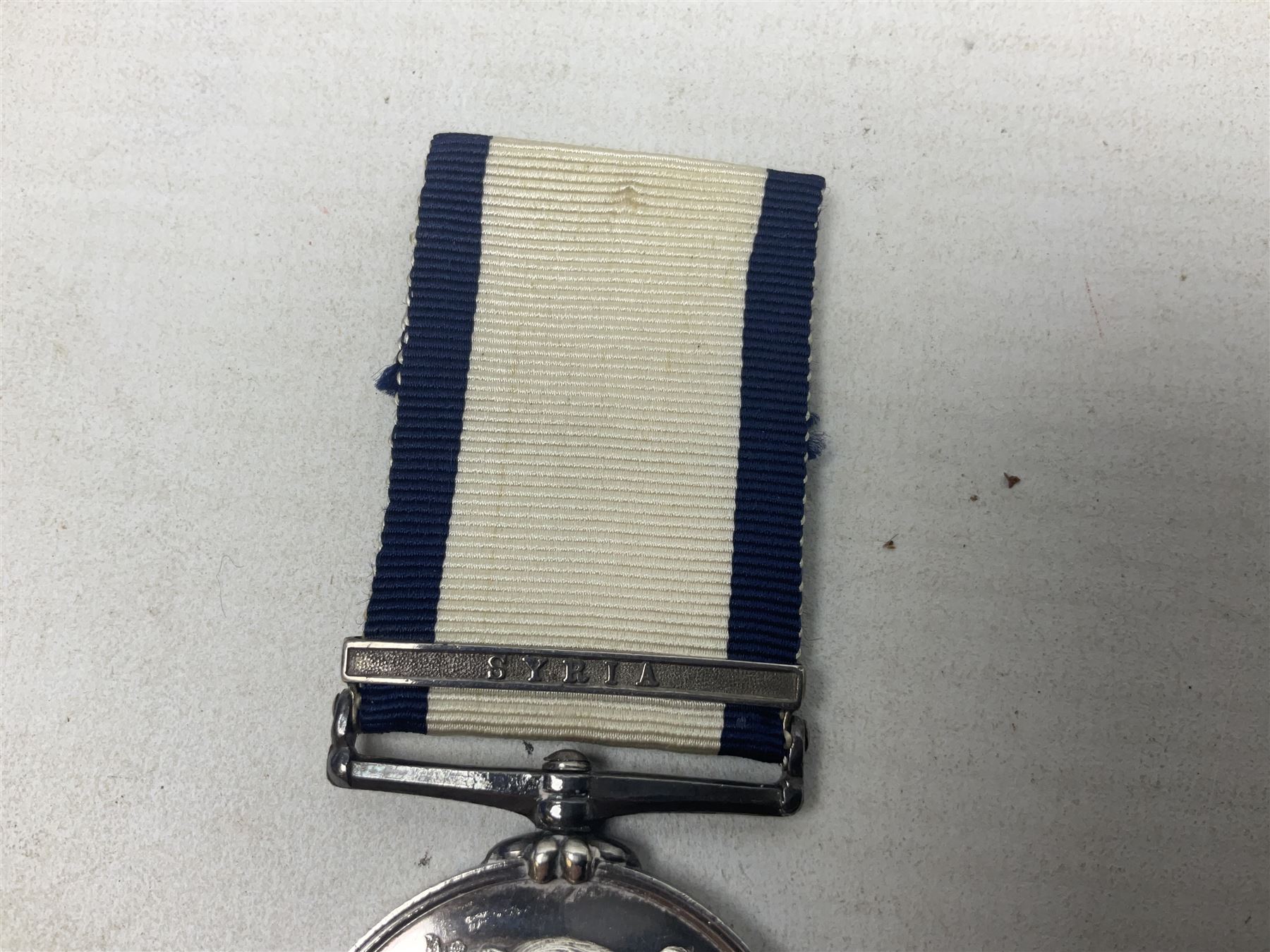 Victoria Naval General Service medal dated 1848 with Syria clasp awarded to Thomas Atwell; with ribbon and cabinet photograph of Atwell taken at the Yee Chun Studios, 50 Queens Road, Hongkong