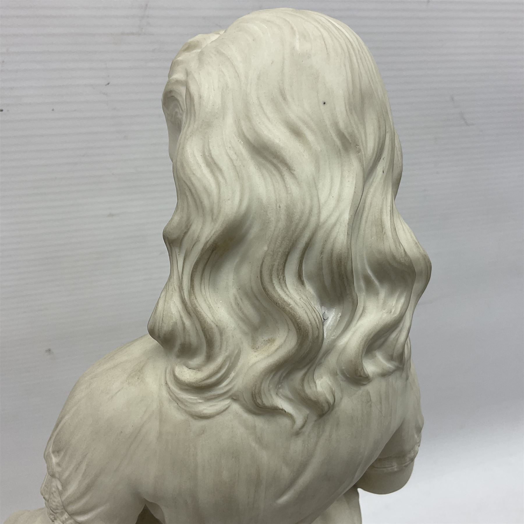 19th century Copeland Parian Ware figure, Young England's Sister, modelled as a girl holding a book, impressed 'Young England' to base, H39cm