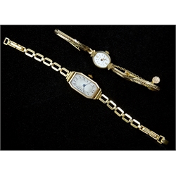  Accurist 9ct gold wristwatch, on 9ct gold strap, and Swiss 9ct gold wristwatch, Glasgow import marks 1929 on rolled gold strap  