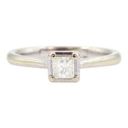 18ct white gold single stone princess cut diamond ring, diamond approx 0.25 carat