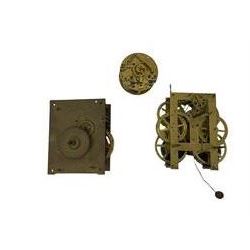 An English 19th century 30 hour longcase movement with a 19th century American spring driven wall clock movement and a French 19th century mantle clock movement.