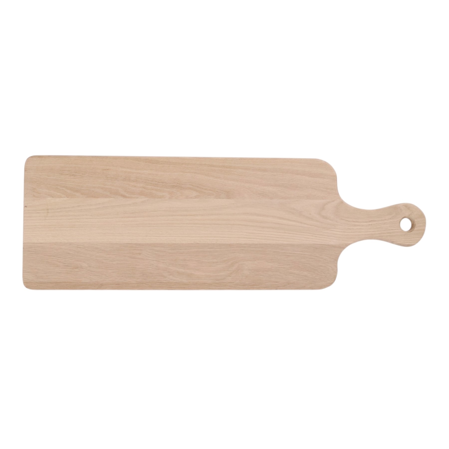 Wooden cheeseboard of rectangular form, upon four turned bun feet, H75cm W25cm