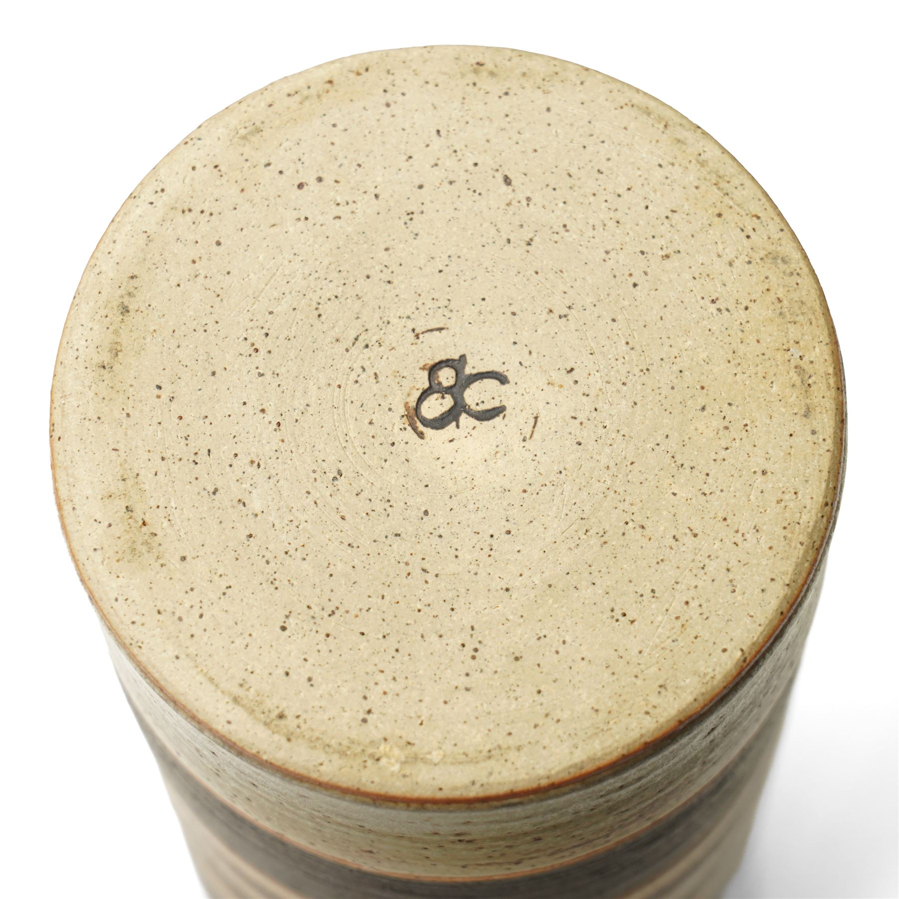 Sarah Butler and Martin Clark: Three works, comprising two bowls and a sleeve vase, each with incised potters mark to bases, and one with Heals mark, sleeve vase H24cm (3)
