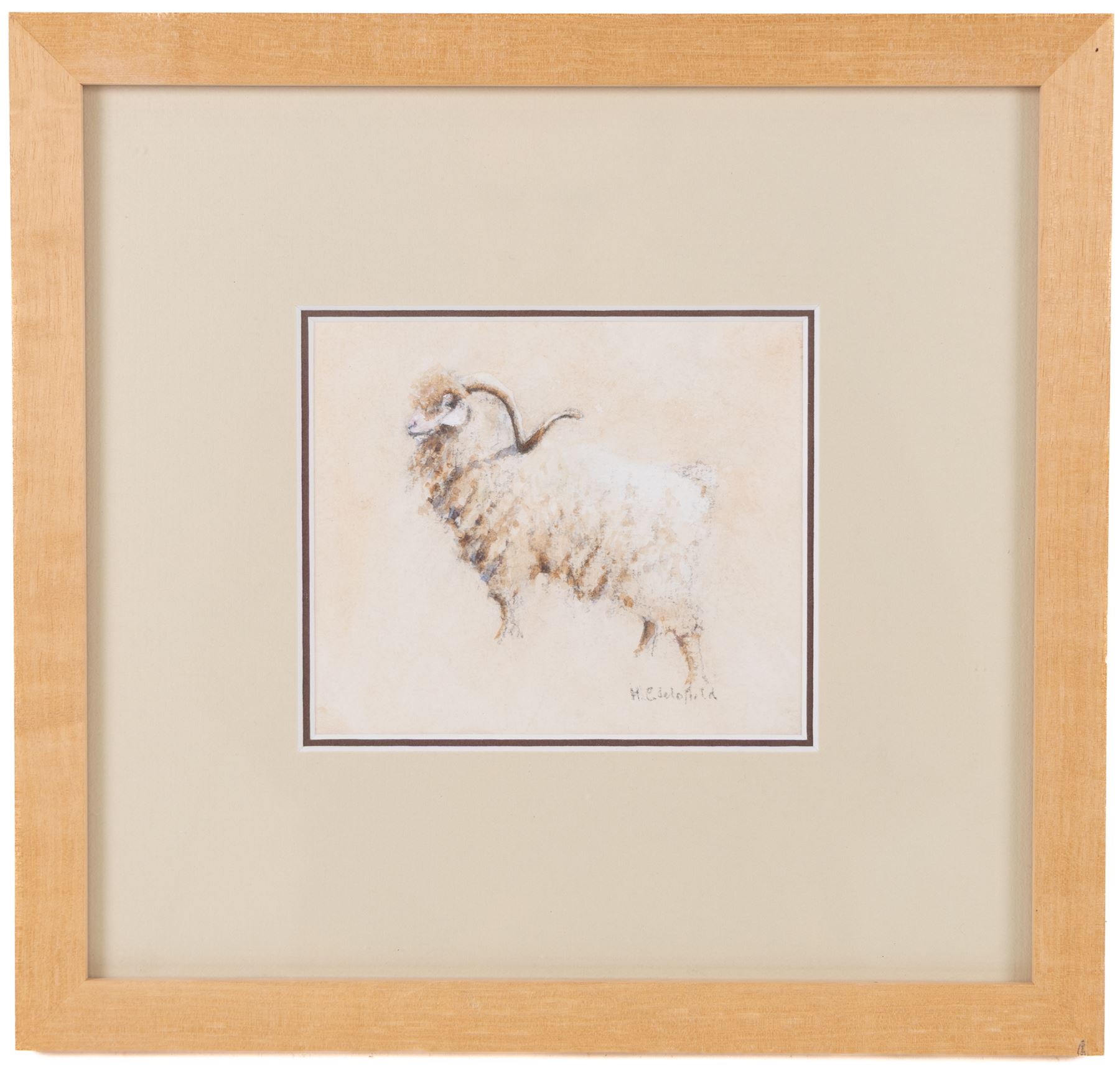 HC Schofield (British 20th Century): Sheep and Ram, two watercolours signed 10cm x 12cm (2)