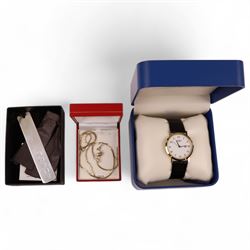 9ct gold pelican pendant / charm, 9ct gold links, silver bookmark and gate bracelet, Rotary wristwatch, coin and other costume jewellery