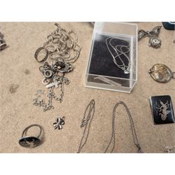 Collection of silver and silver stone set jewellery, including bracelets, necklaces, brooches, rings etc, together with some costume jewellery