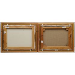 Vittorio (Victor) Antonio Cirefice (Welsh 1949-): 'Waiting for Him to Get Up' and 'Summer Evening Feed' in the Scottish Highlands, pair oils on canvas signed, inscribed verso 35cm x 45cm (2)