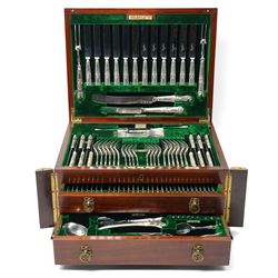 Extensive canteen of silver Kings Pattern cutlery for twelve covers comprising silver hand...