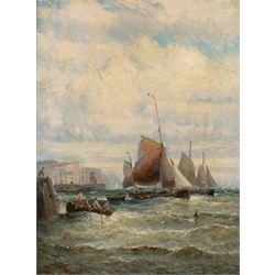 William Anslow Thornley (British fl.1858-1898): 'French Fishing Boats Homeward Bound', oil...